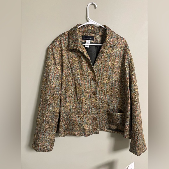 Jones New York Womens Multicolor Button Blazer Size 22W Plus New Boxy Textured - Picture 1 of 7